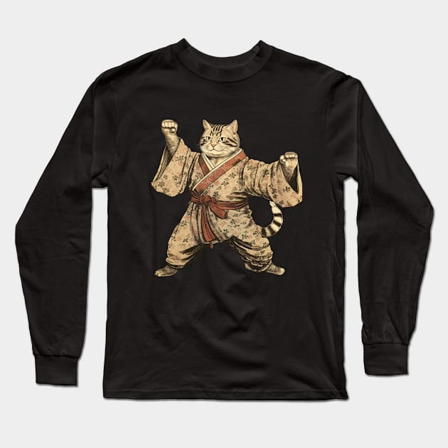 Edo cat Long Sleeve T-Shirt by SHAKIR GAUTAMA 